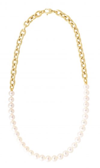 14K Pearl & 9.6mm Rolo Combination Necklace