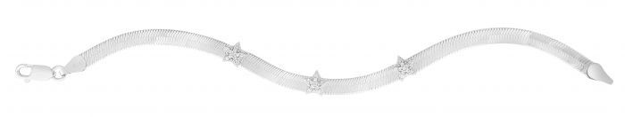 Silver CZ Star Herringbone Bracelet