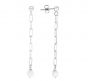 Silver Pearl Chain Straight Drop Earrings