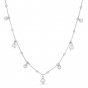 Silver Pearl Station Charm Necklace