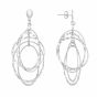 Silver Oval Drop Hammered Earring
