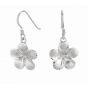 Silver Polished Flower Dangle Earrings