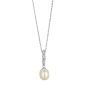 Silver Pearl and CZ Drop Necklace