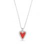 Silver Red Enamel Heart Necklace
