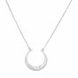 Silver Polished Crescent Diamond Accent Necklace