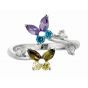 Silver Bypass CZ Flower Toe Ring