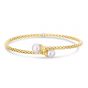 14K Gold Popcorn Small Bypass Bangle with Pearls