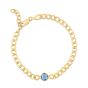 14K Blue Topaz Curb Chain Bracelet