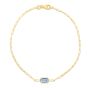 14K Blue Topaz Paperclip Bracelet