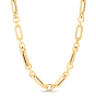 14K Gold Alternating Paperclip Round Links Chain 