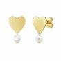 14K Heart and Pearl Drop Studs