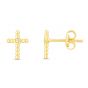 14K Gold Diamond Cross Popcorn Studs Earrings