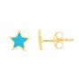 14K Blue Star Enamel Earrings