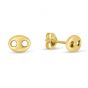 14K Gold Mariner Link Button Earrings