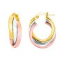 14K Tri-color Gold Polished Triple Row Hoop Earring