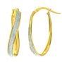 14K Gold Twisted Oval Glitter Hoop Earring
