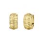 14K Gold Reversible Polished & Linear Diamond Cut Huggie Earring