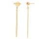 14K Gold Polished Bar with Horizontal Post Linear Drop Earring