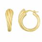 14K Gold Sculpted Twist Hoop Earrings