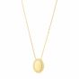 14K Gold Beaded Oval Necklace 