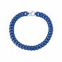 Silver Men's Blue Curb Link Bracelet 