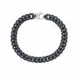 Silver Men's Black Curb Link Bracelet 