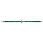 Men's Silver Cross & Green Agate Bead Bracelet