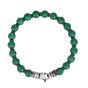 Men's Silver & Green Agate Bead Bracelet