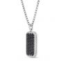 Men's Silver Black Spinel Tag Necklace