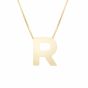 14K Gold Block Letter Initial R Necklace