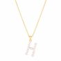 14K Pearl H Initial Necklace