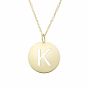 14K Gold Disc Initial K Necklace