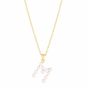 14K Pearl M Initial Necklace