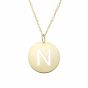 14K Gold Disc Initial N Necklace