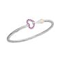 Silver & 18K Gold Ruby Heart Hook Bangle