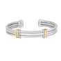 Sterling Silver, 18K Gold Triple Strand Cable Men's Cuff