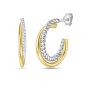Silver & 18K Gold Round Traverso Hoop Earrings 