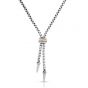 18K Gold & Silver 18in  Popcorn Lariat Necklace 