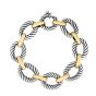 Silver & 18K Gold Domed Oval Cable Link Bracelet