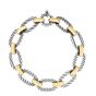 Silver & 18K Gold Flat Oval Cable Link Bracelet