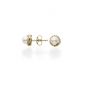 14K Gold Italian Cable Pearl Stud Earrings