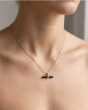 14K Black Onyx T-Bar Necklace
