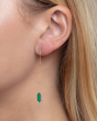 14K Hexagon Malachite Drop Earrings