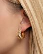 14K Puffed Ribbed Hoops
