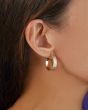 14K Gold Ribbed Round Hoops
