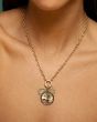 14K Push Lock Charm Necklace