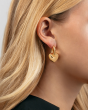14K Puffy Heart Dangle Huggie Hoops