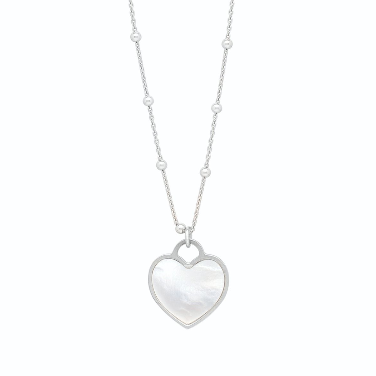 agc17208-18 Silver & Mother of Pearl Heart Pendant | Royal Chain Group