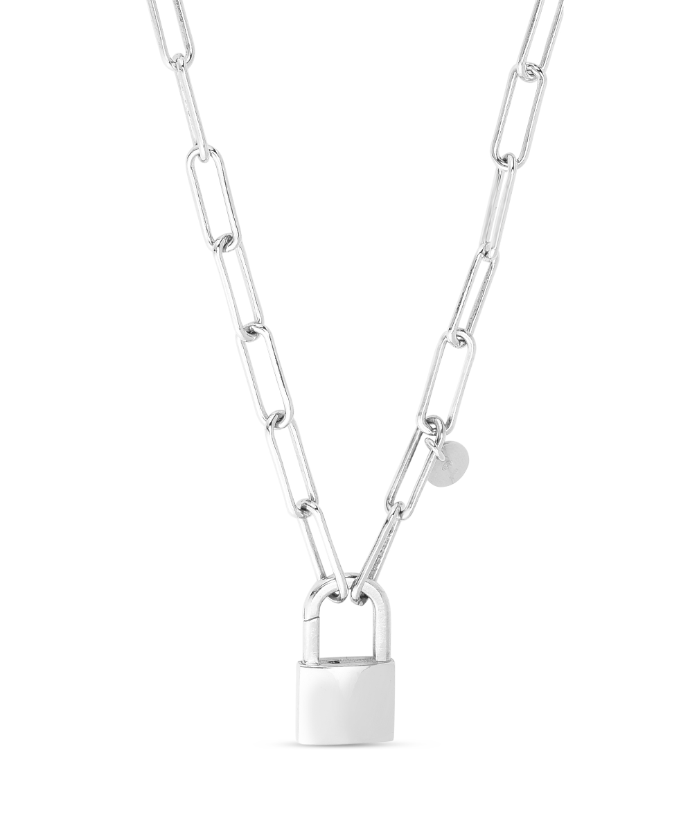 Silver Lock Link Necklace