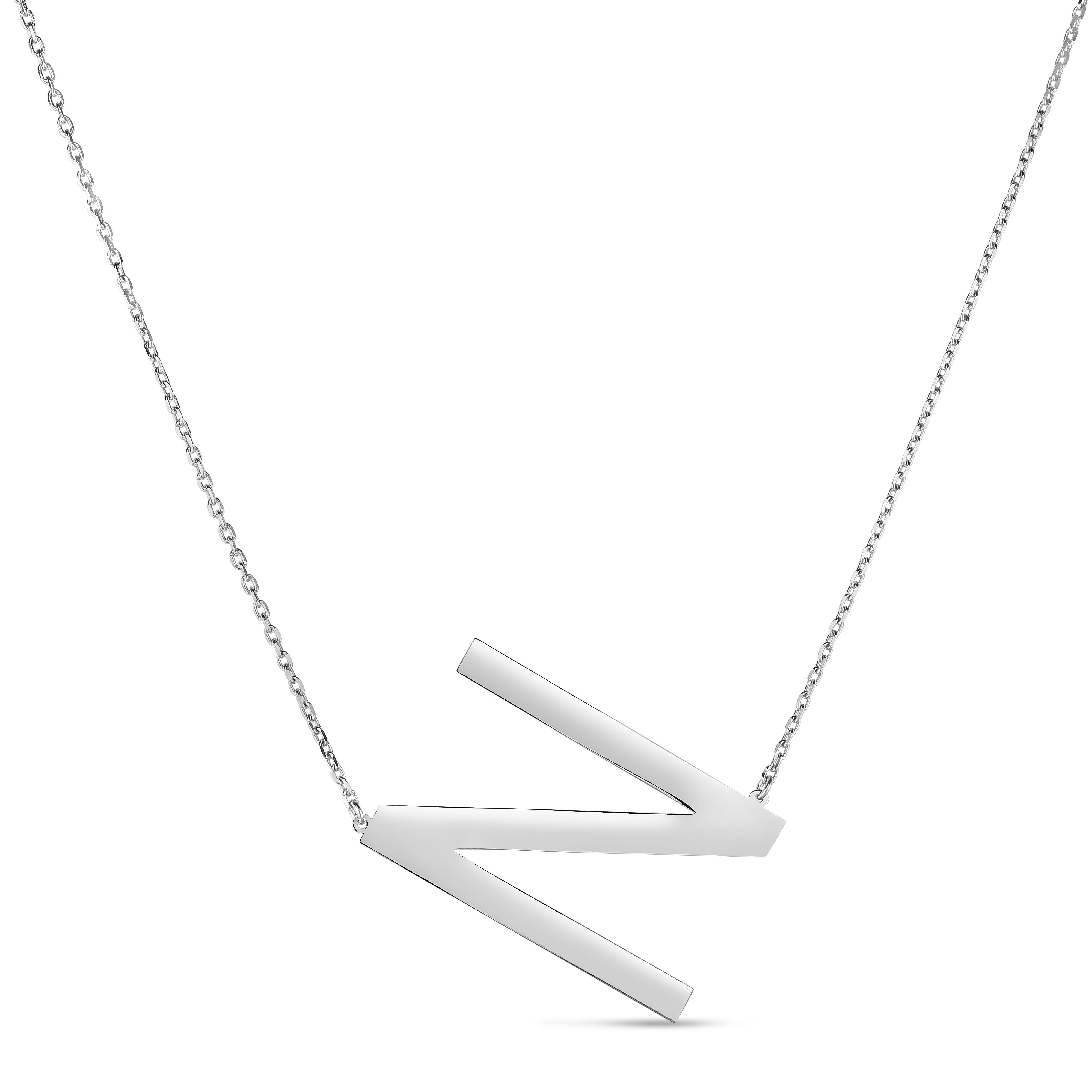 RCN10969-18 14K Gold Block Letter Initial N Necklace | Royal Chain Group